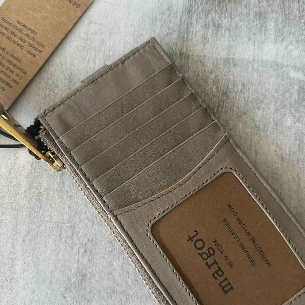 Margot Grey slim leather Card case wallet wristlet